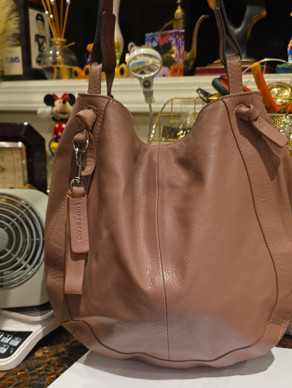 Lucky Brand Dusty Rose Leather Shoulder Hobo